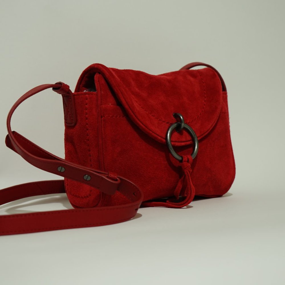 Lucky Brand - Suede Leather Red Small Crossbody - Picture 12 of 15